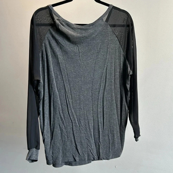 Forever 21 Long Sleeve Shirt with Sheer Sleeves | Black and Gray Long Sleeve - Picture 5 of 10